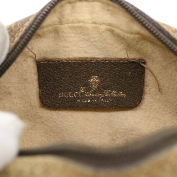 GUCCI Web Sherry Line GG Canvas Shoulder Bag PVC Leather Beige Green - Picture 9 of 16